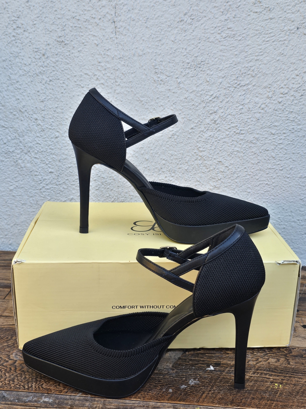 Cosy Islsand Black Pointed Toe Mary Jane Stiletto Heels Size 5 - Picture 3 of 11